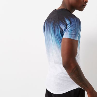 White faded print muscle fit T-shirt